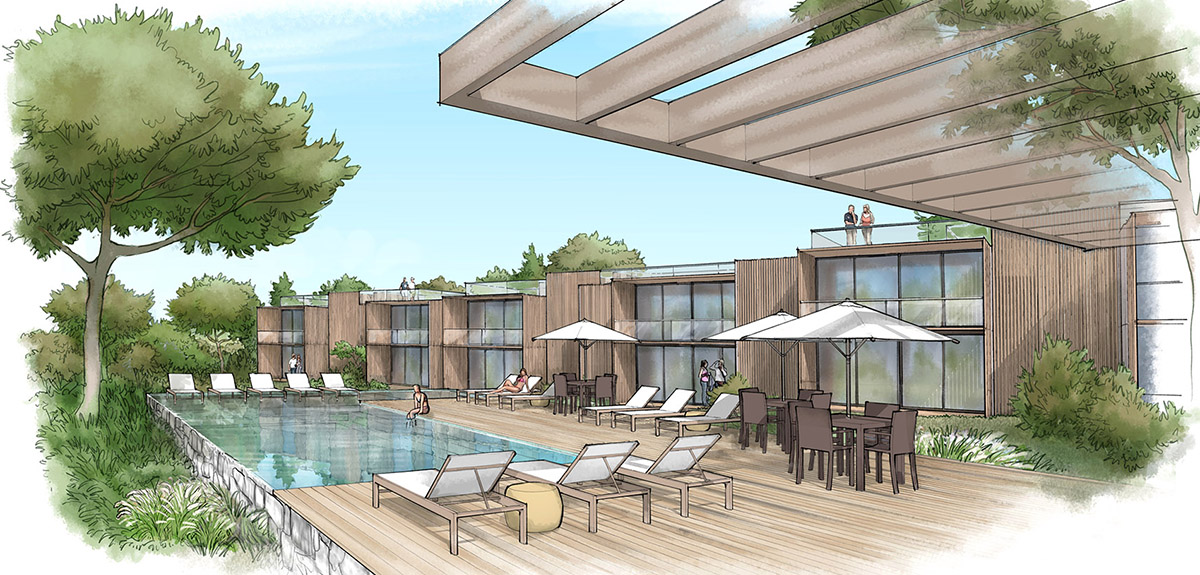 perspectiva artística arquitetônica - exteriores, paisagismo; landscape architectural rendering - Ricardo Ligabue