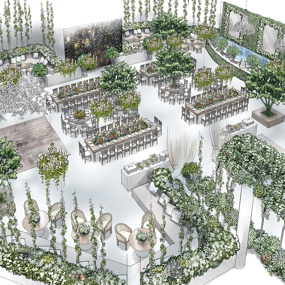 perspectiva artística arquitetônica - eventos; architectural rendering - Ricardo Ligabue