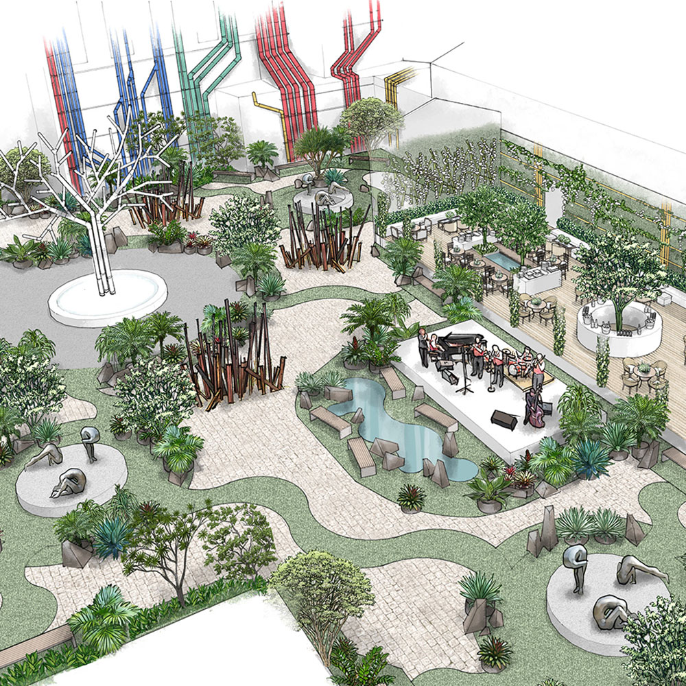 perspectiva artística arquitetônica - eventos; architectural rendering - Ricardo Ligabue