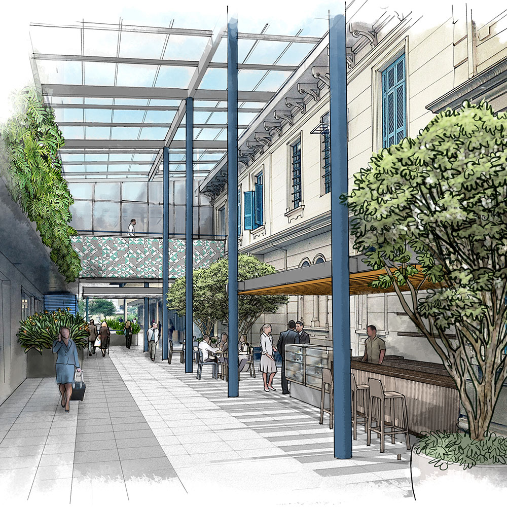 perspectiva artística arquitetônica - exteriores, paisagismo; landscape architectural rendering - Ricardo Ligabue