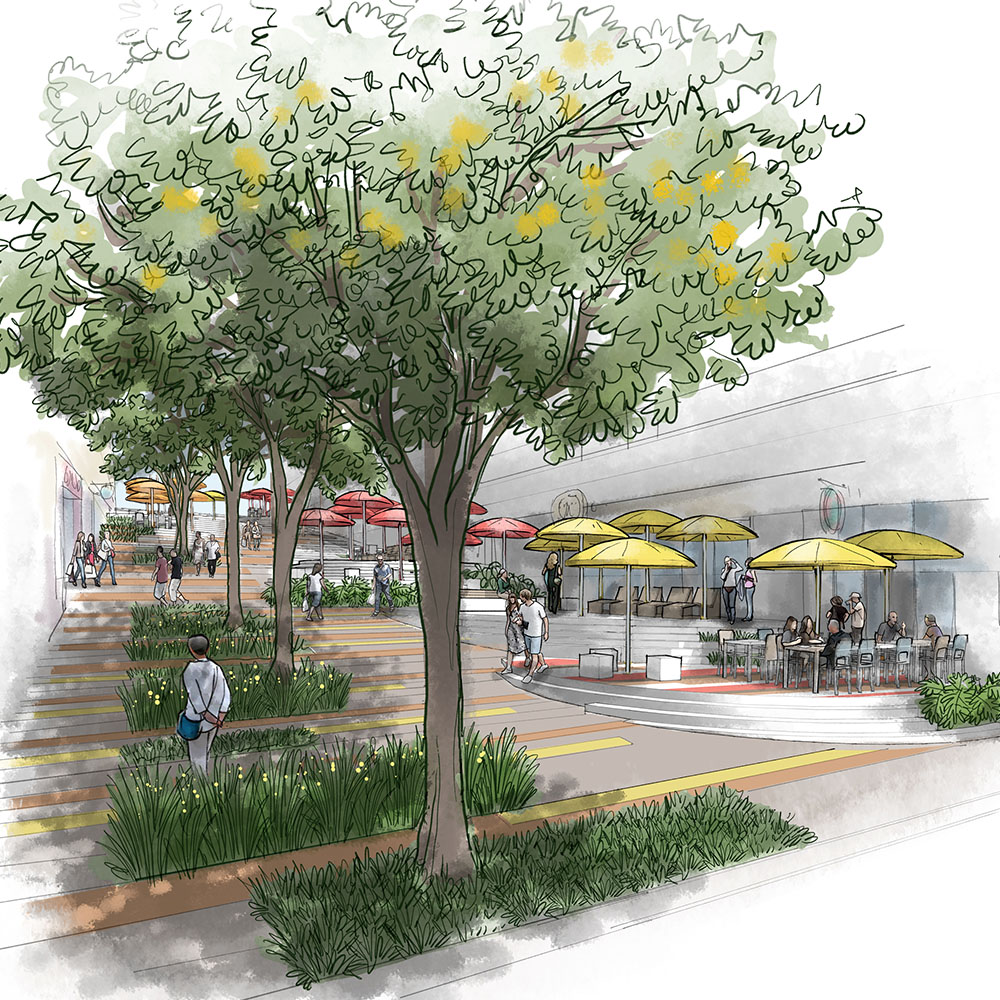 perspectiva artística arquitetônica - exteriores, paisagismo; landscape architectural rendering - Ricardo Ligabue