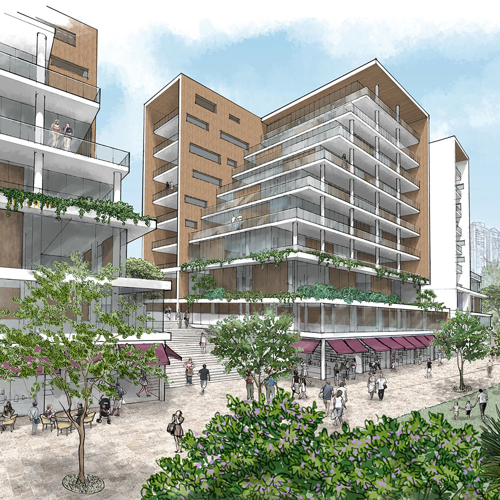 perspectiva artística arquitetônica - exteriores, paisagismo; landscape architectural rendering - Ricardo Ligabue