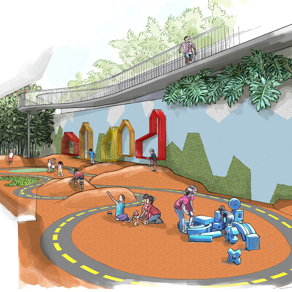 perspectiva artística arquitetônica - exteriores, paisagismo; landscape architectural rendering - Ricardo Ligabue