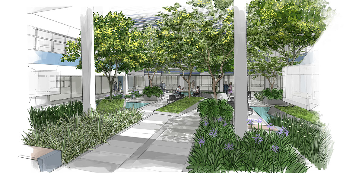 perspectiva artística arquitetônica - exteriores, paisagismo; landscape architectural rendering - Ricardo Ligabue