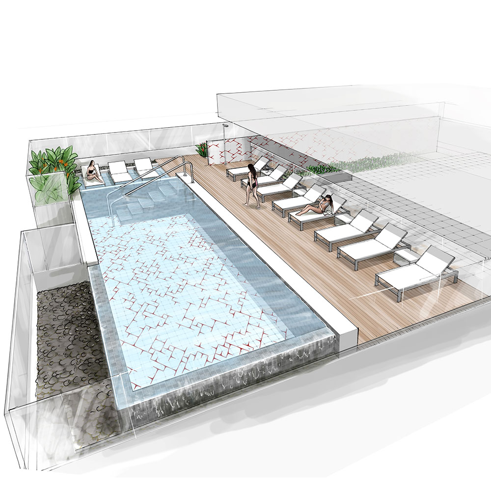 perspectiva artística arquitetônica - exteriores, paisagismo; landscape architectural rendering - Ricardo Ligabue