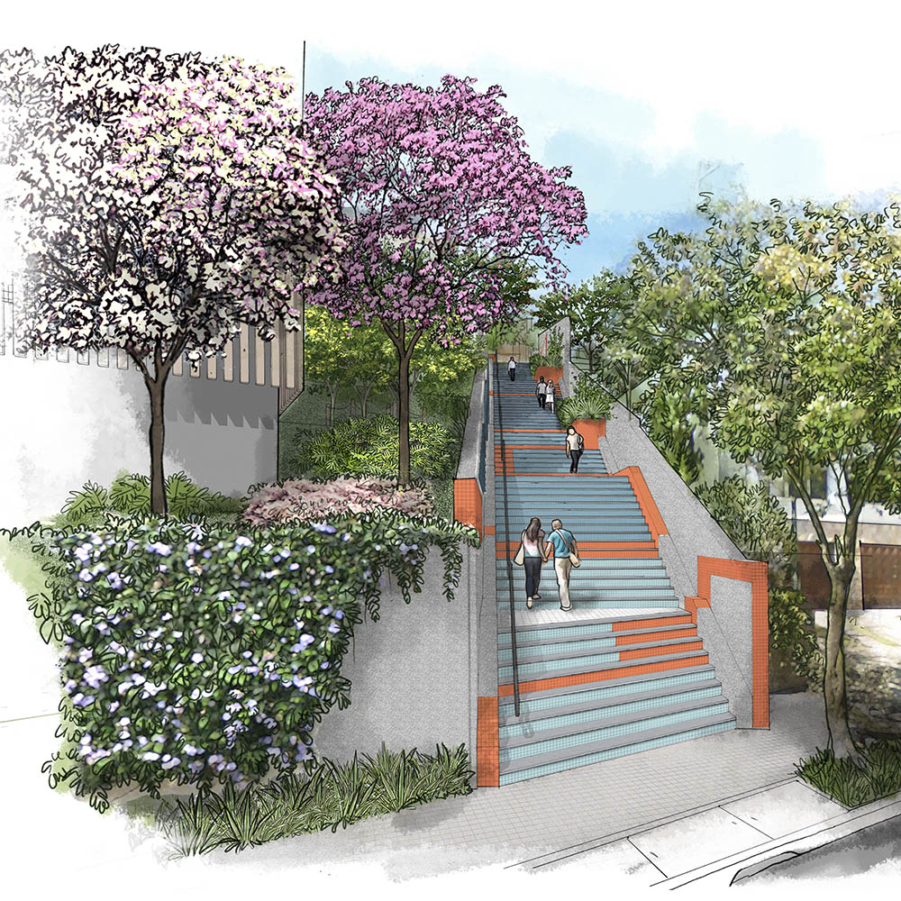 perspectiva artística arquitetônica - exteriores, paisagismo; landscape architectural rendering - Ricardo Ligabue