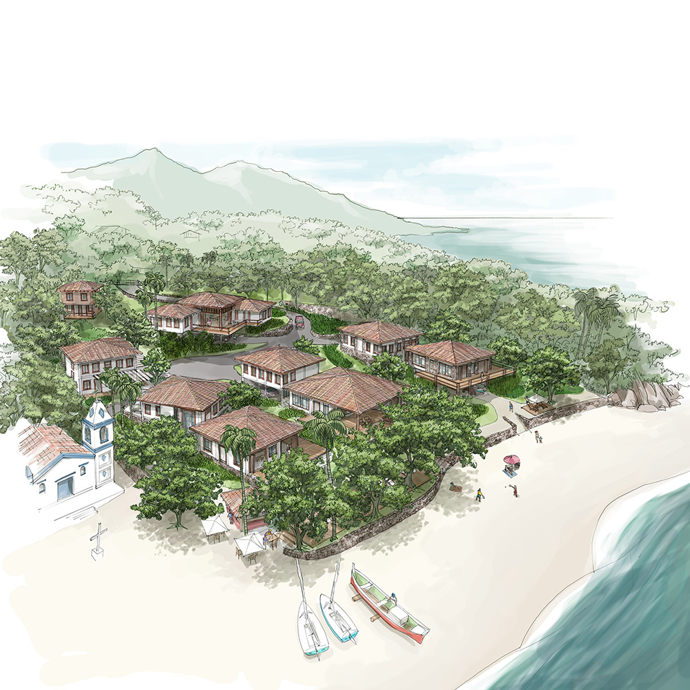 perspectiva artística arquitetônica - vista de pássaro; bird's view architectural rendering - Ricardo Ligabue