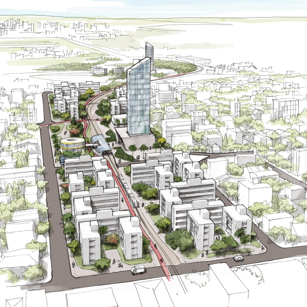 perspectiva artística arquitetônica - vista de pássaro; bird's view architectural rendering - Ricardo Ligabue