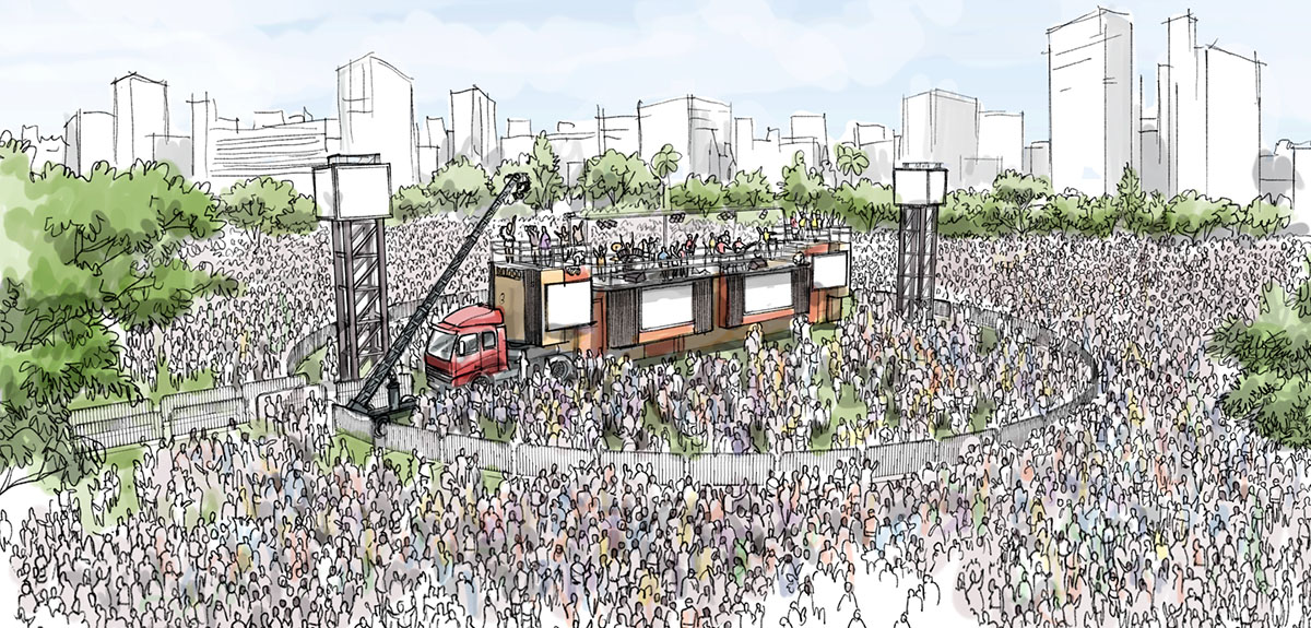 perspectiva artística arquitetônica - eventos; architectural rendering - Ricardo Ligabue