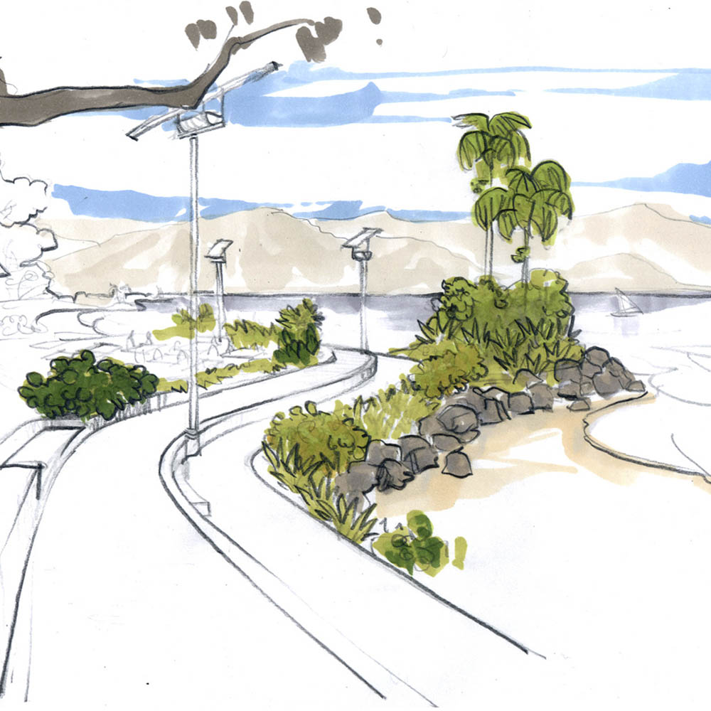 perspectiva artística arquitetônica - exteriores, paisagismo; landscape architectural rendering - Ricardo Ligabue