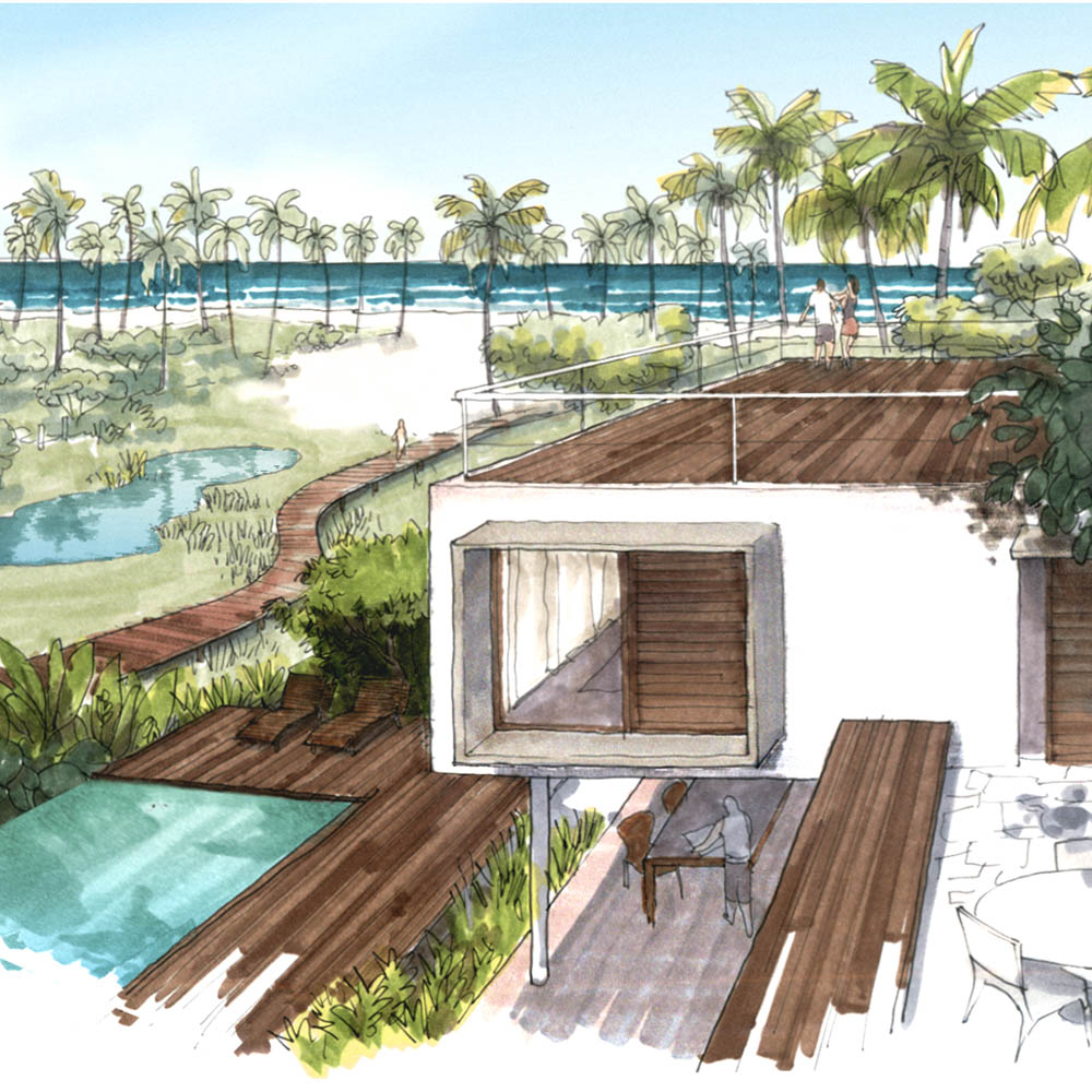 perspectiva artística arquitetônica - exteriores, paisagismo; landscape architectural rendering - Ricardo Ligabue